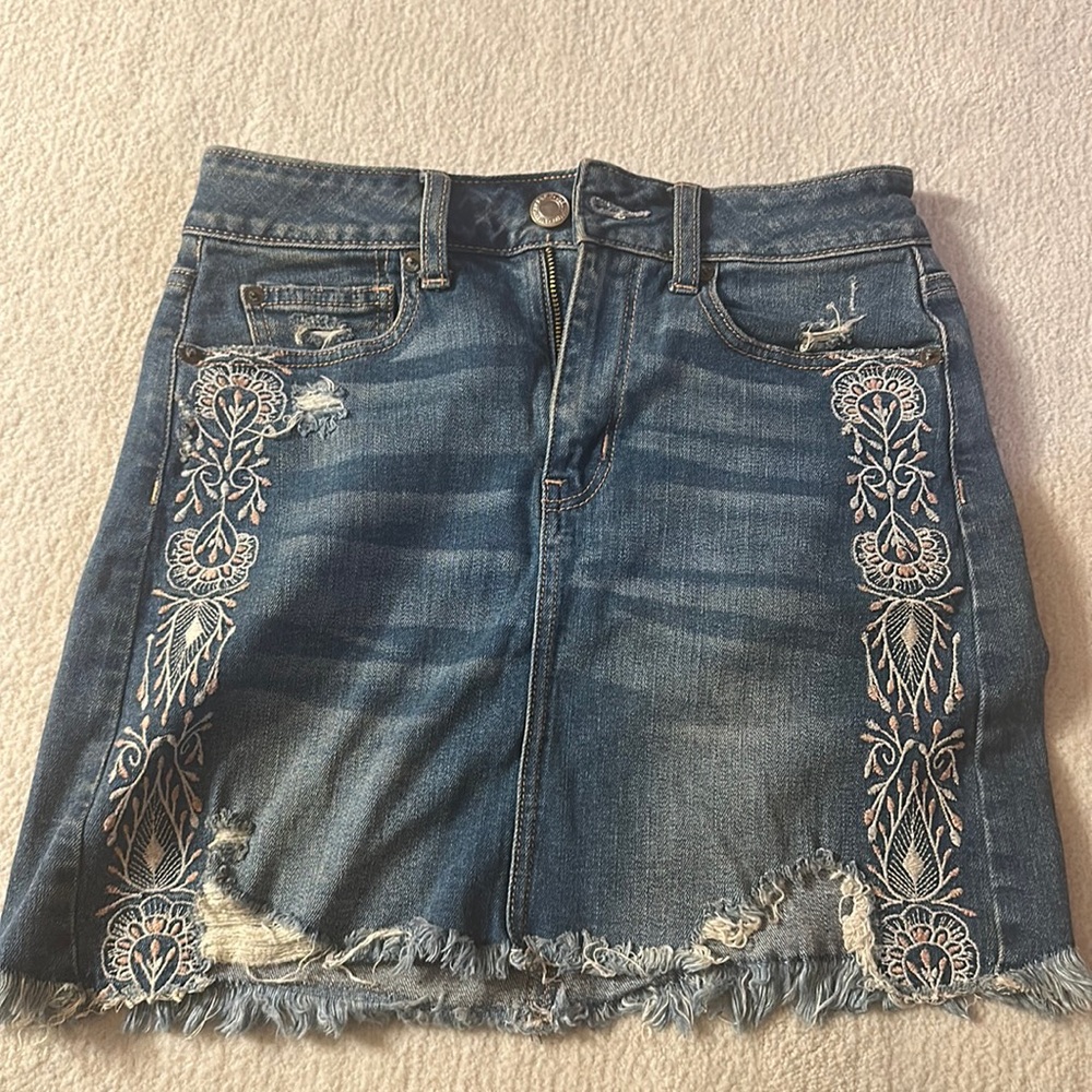 American Eagle Ripped Denim Skirt